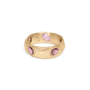 18K Five Sapphire Ring in Pink