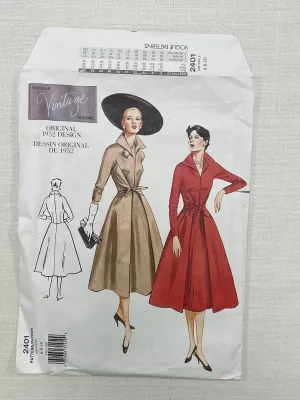 1952 Reproduction Vogue 2401 Pattern - Dress FACTORY FOLDED