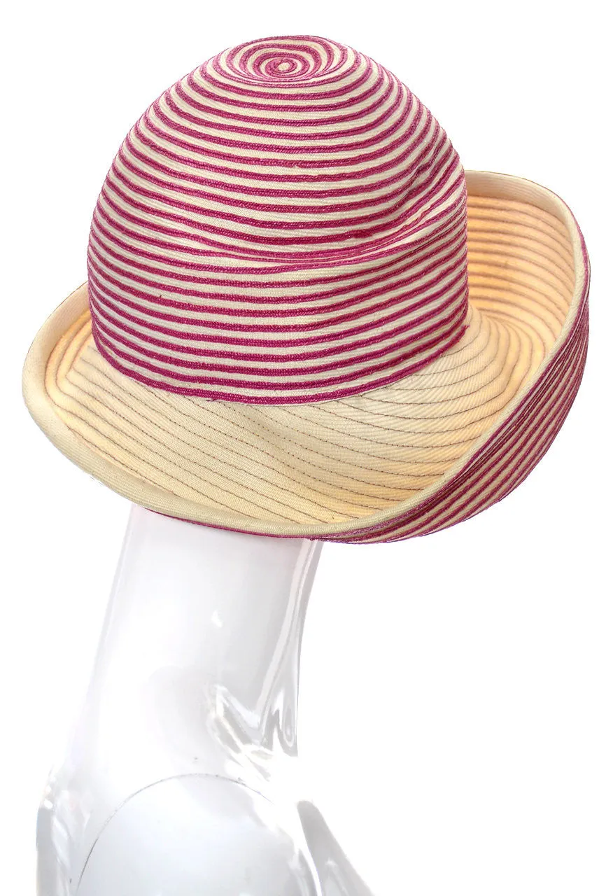 1960s Otto Lucas Vintage Pink & White Striped Hat
