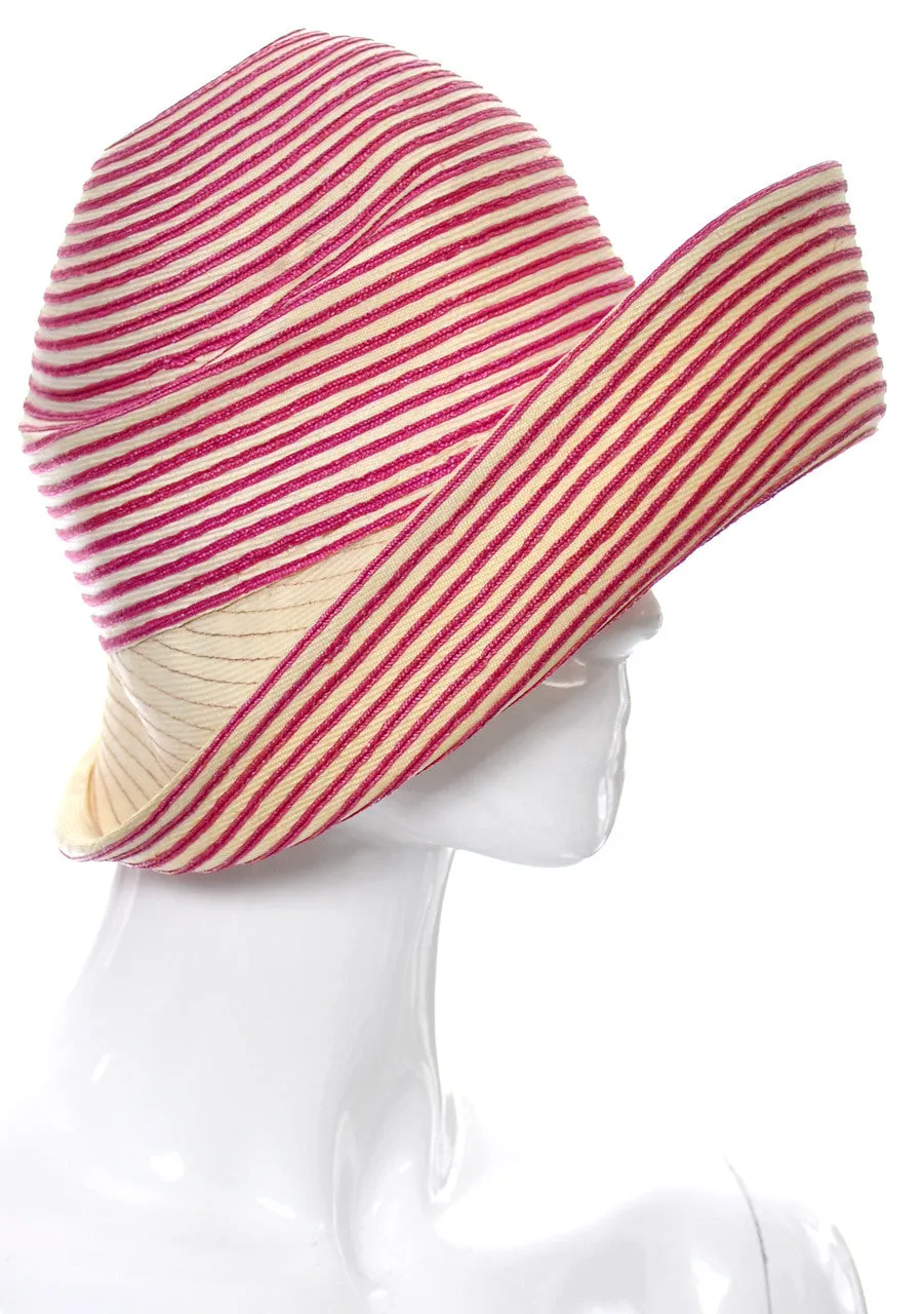 1960s Otto Lucas Vintage Pink & White Striped Hat