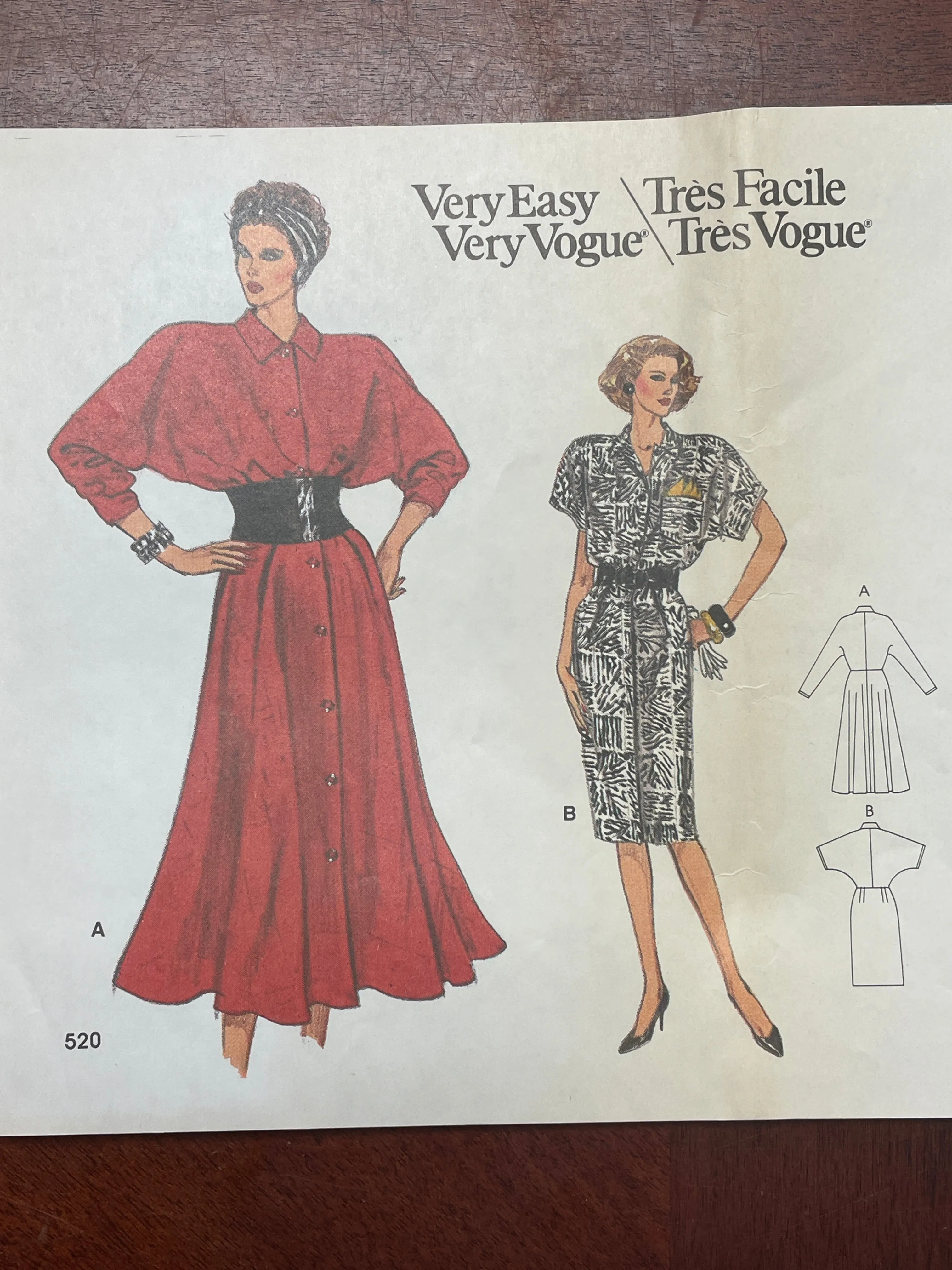 1986 Vogue 9647 Sewing Pattern - Dress FACTORY FOLDED