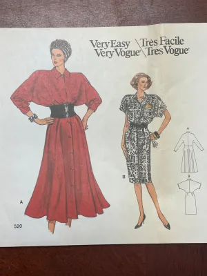 1986 Vogue 9647 Sewing Pattern - Dress FACTORY FOLDED