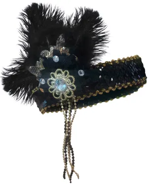 20s Flapper Headpiece Black and Gold