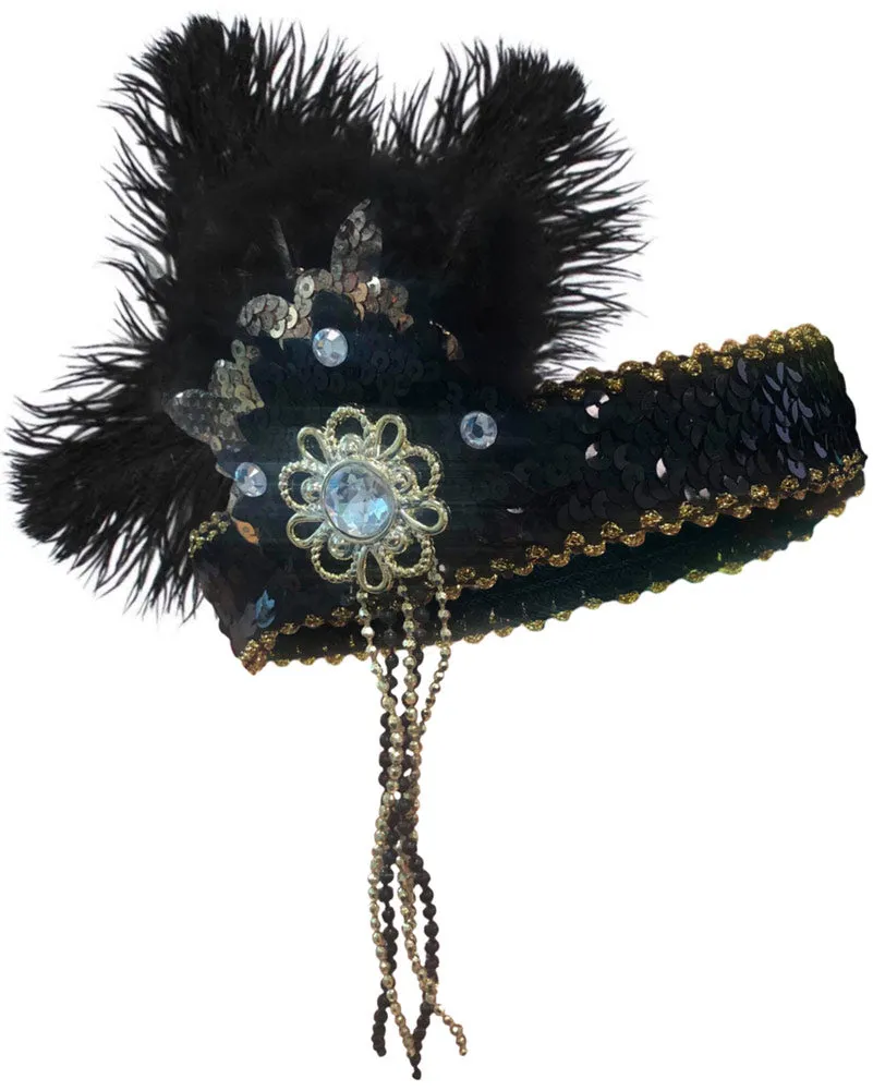 20s Flapper Headpiece Black and Gold