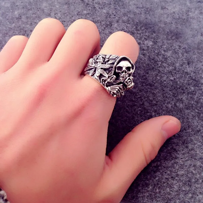 925 Sterling Silver Skull Cross Flower Eagle Vintage Ring for Men
