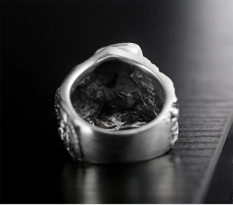 925 Sterling Silver Skull Cross Flower Eagle Vintage Ring for Men