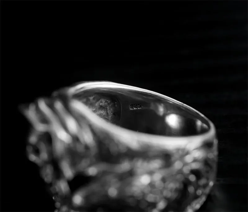 925 Sterling Silver Skull Cross Flower Eagle Vintage Ring for Men