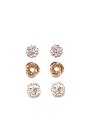 All The Sparkle Stud Earring Set - Gold