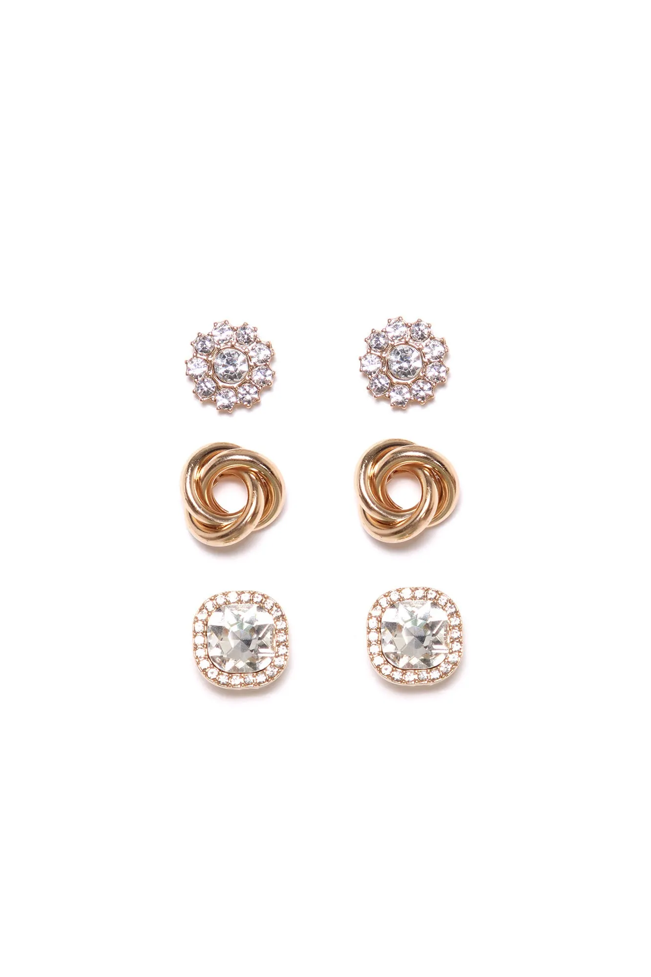 All The Sparkle Stud Earring Set - Gold