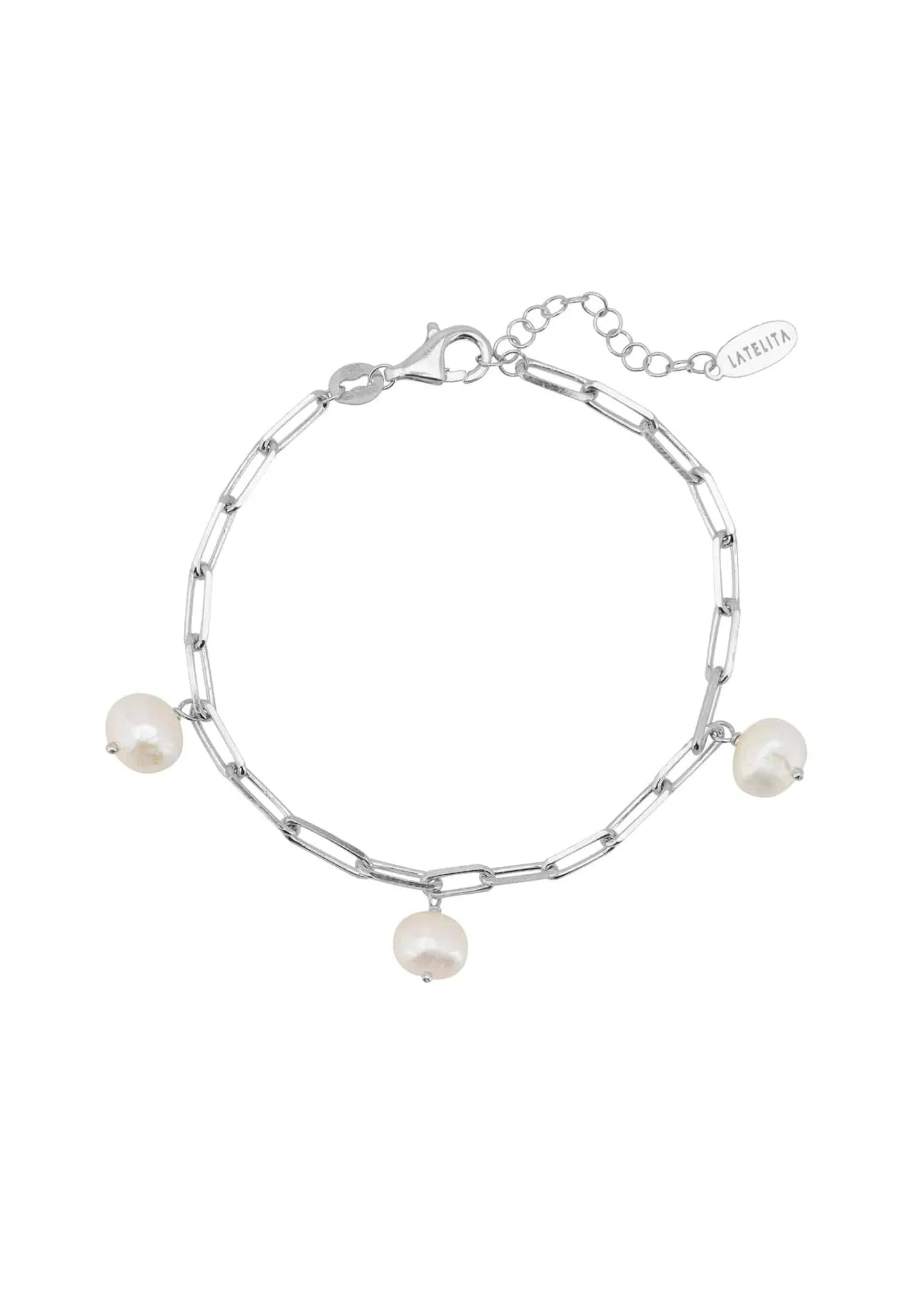 Amelia Three Pearl Bracelet Silver