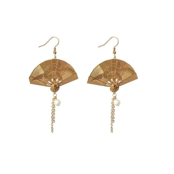 Années 30 Boucles d'Oreilles Éventail Dynasty