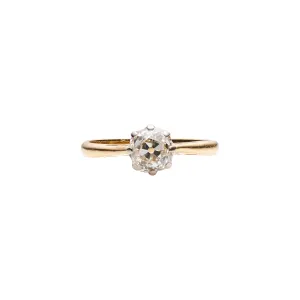 Antique 18k Cushion Cut Diamond Solitaire Ring- .75ct