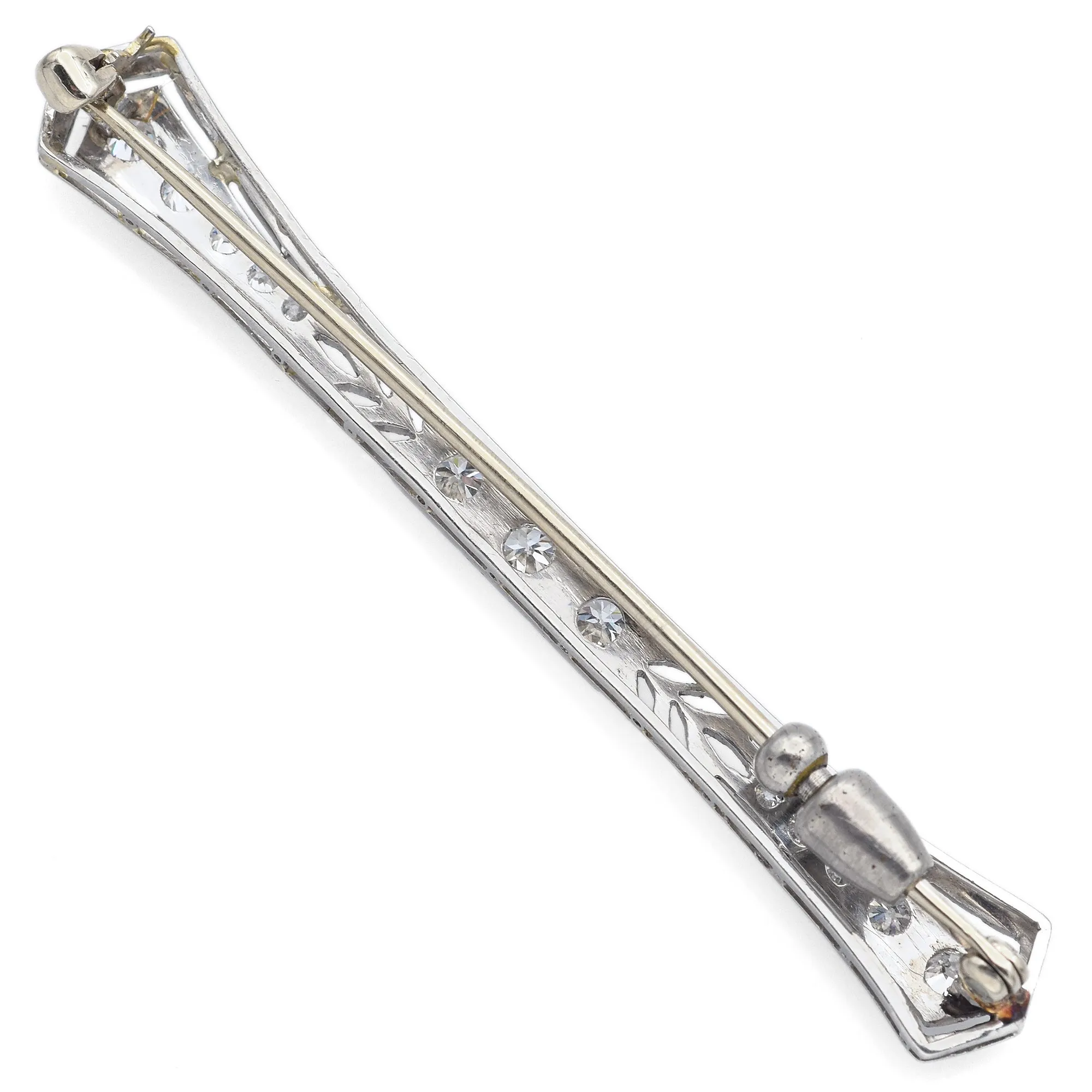 Antique Art Deco Platinum 0.72 TCW Diamond Bar Brooch Pin