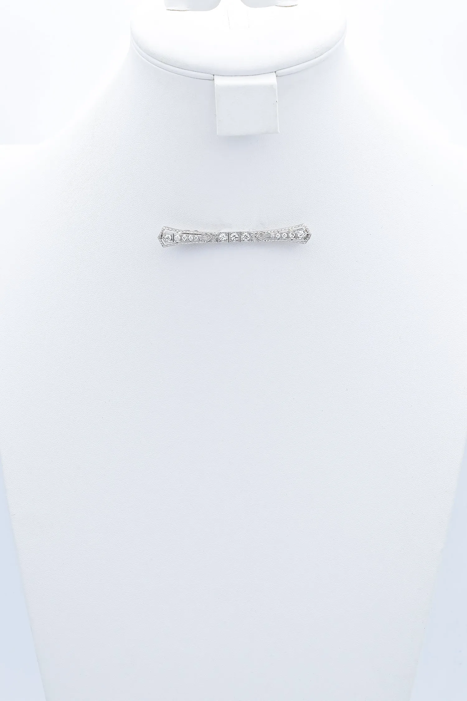 Antique Art Deco Platinum 0.72 TCW Diamond Bar Brooch Pin