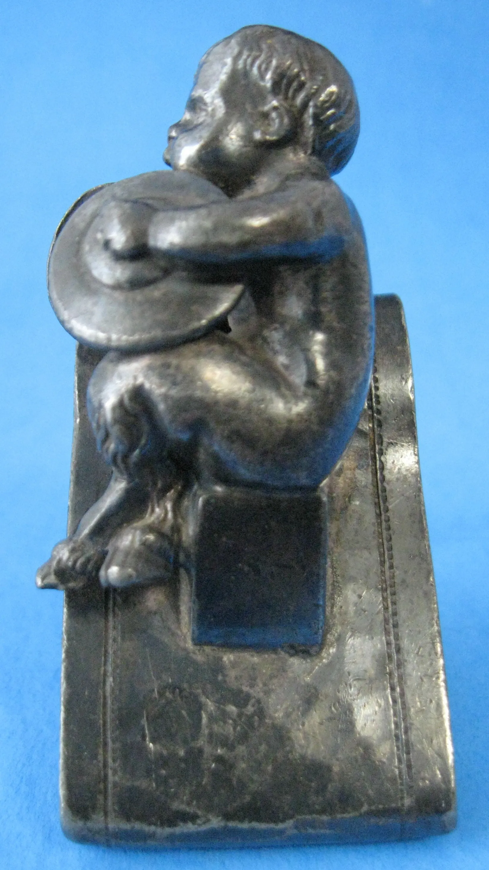 Antique Figural Napkin Ring Pan Faun Cymbals Meriden Book Piece 1880s