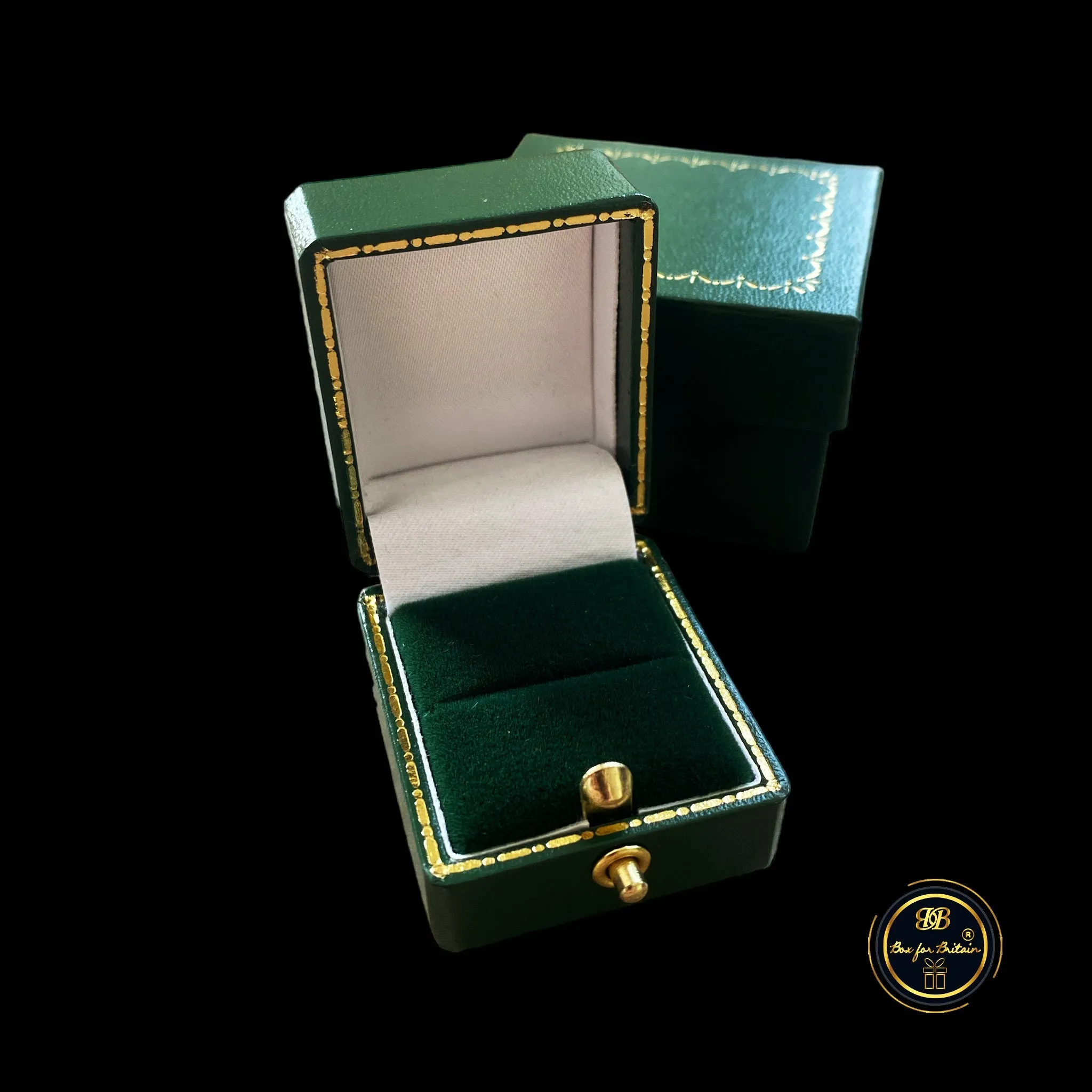 Antique Style Rectangle Ring Box Green