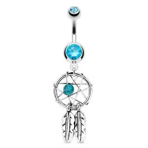 Aqua Dream Catcher Belly Ring
