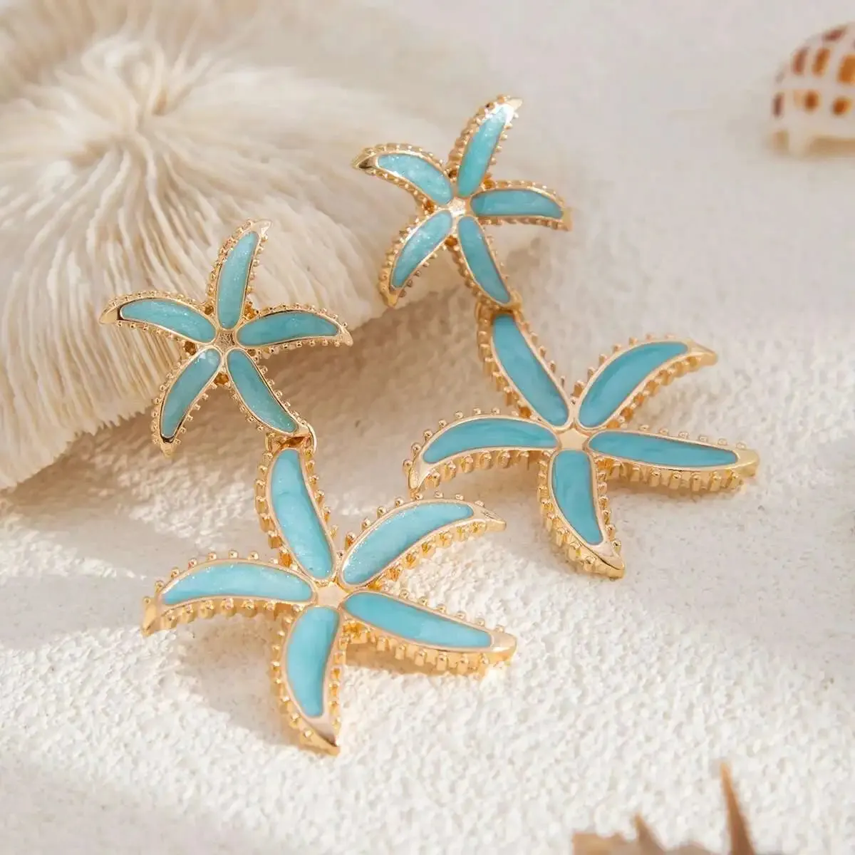 Aqua Marine Starfish Earrings