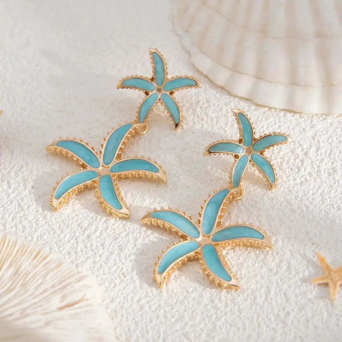 Aqua Marine Starfish Earrings