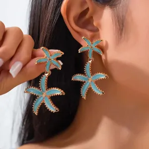 Aqua Marine Starfish Earrings