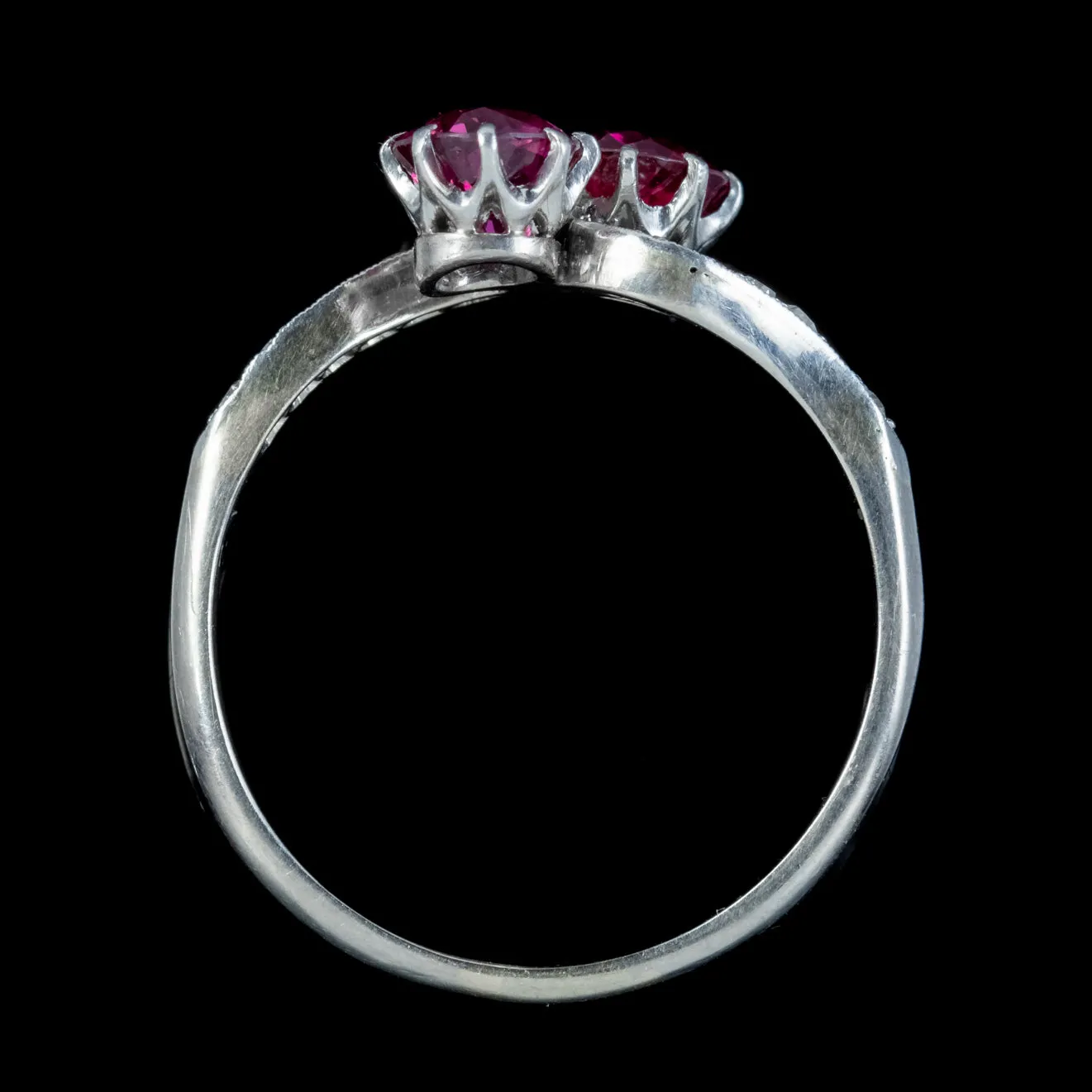 Art Deco Ruby Diamond Twist Ring 18ct Gold 1.20ct Natural Rubies Circa 1920 Cert