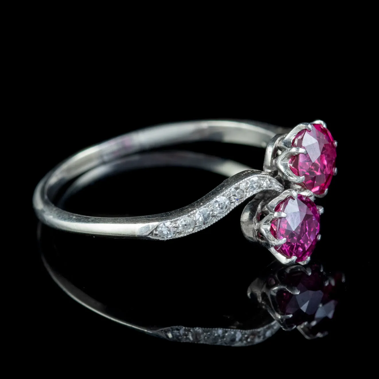 Art Deco Ruby Diamond Twist Ring 18ct Gold 1.20ct Natural Rubies Circa 1920 Cert