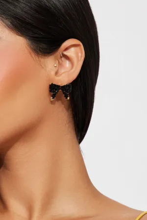 Baby Bow Stud Earrings - Black