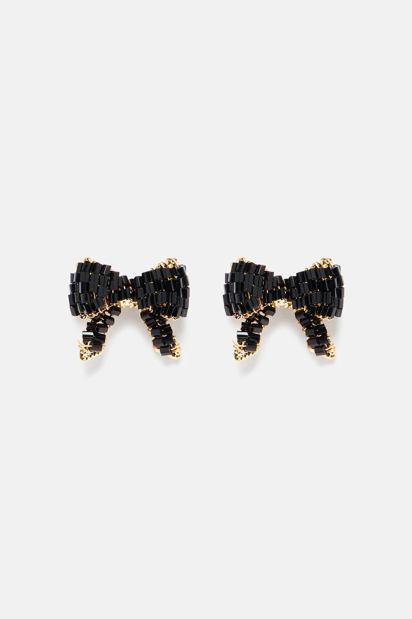 Baby Bow Stud Earrings - Black
