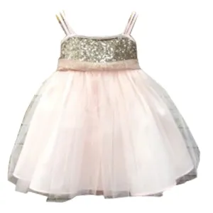 Baby Girls Blush Sequined Headband Flower Girl Dress 6-24M