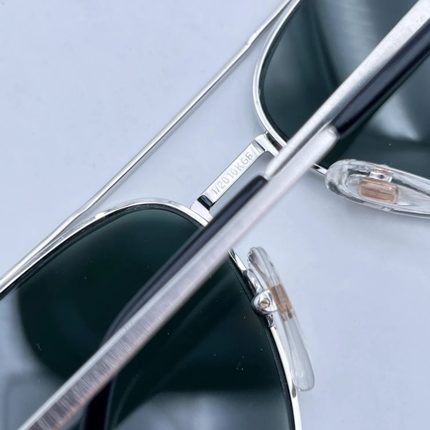 Bausch & Lomb Vintage 70s Aviator White Gold Mod. 519 Sunglasses