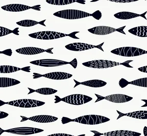 Bay Fish Wallpaper in Black and White