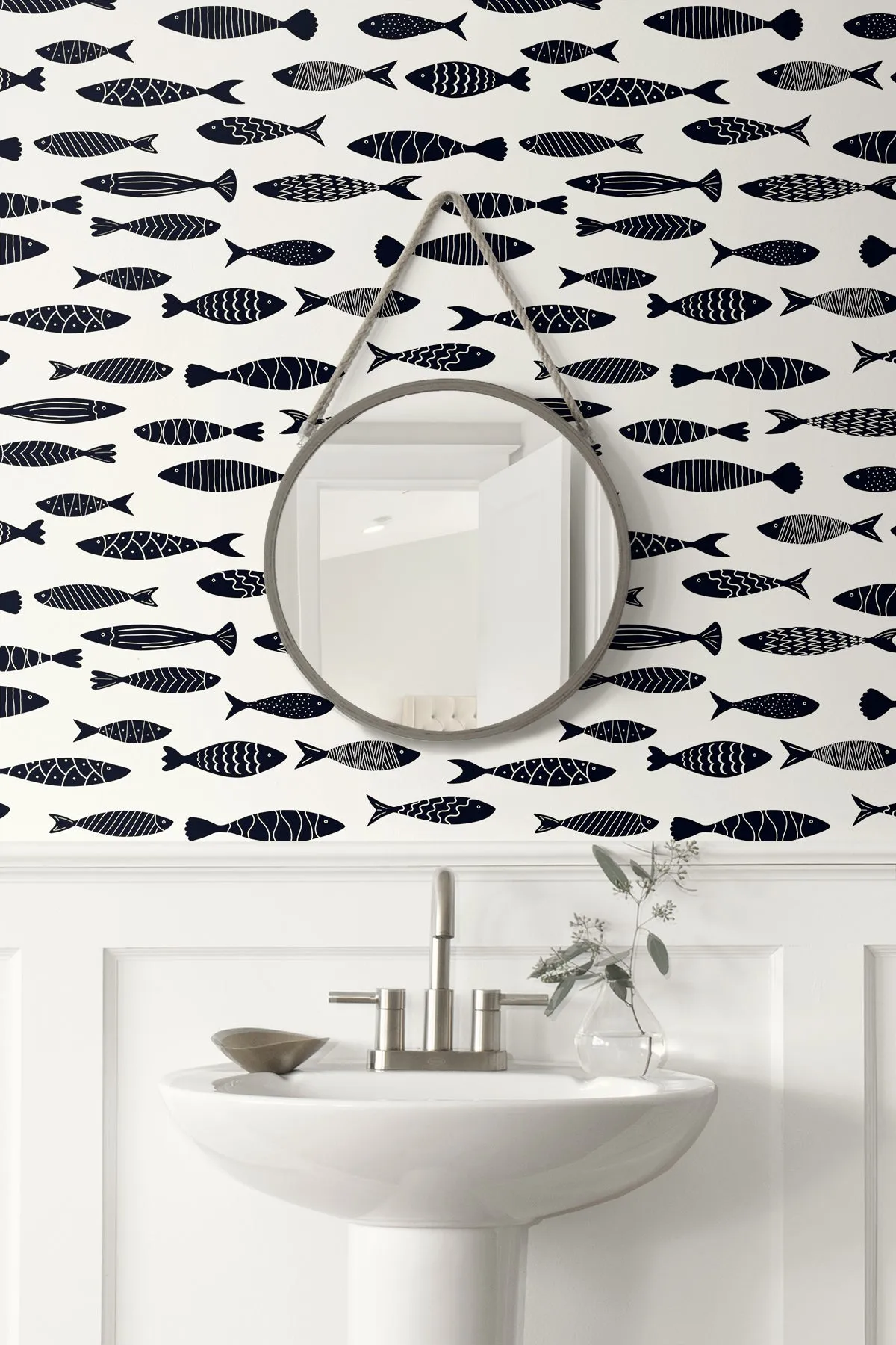 Bay Fish Wallpaper in Black and White