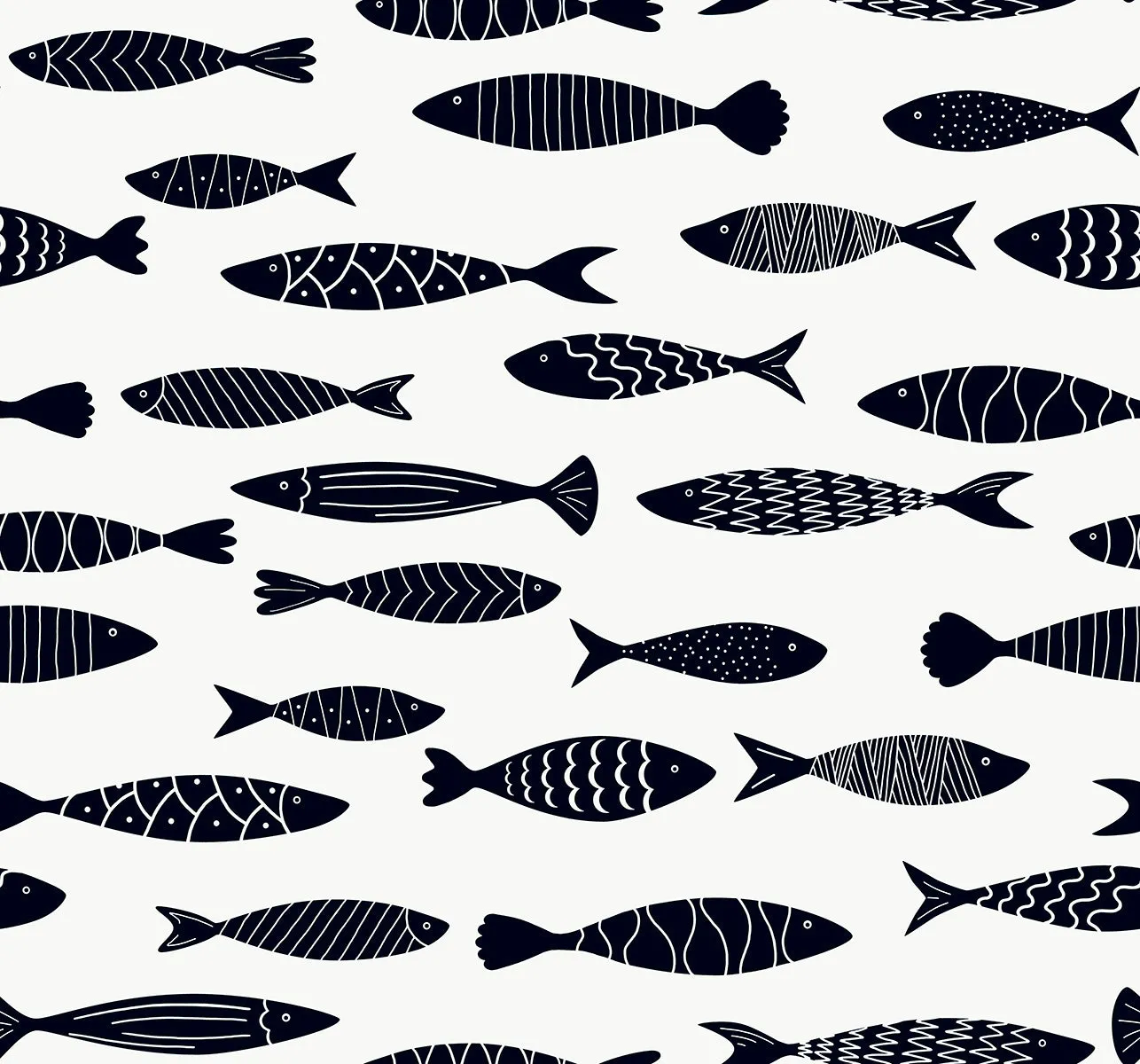 Bay Fish Wallpaper in Black and White