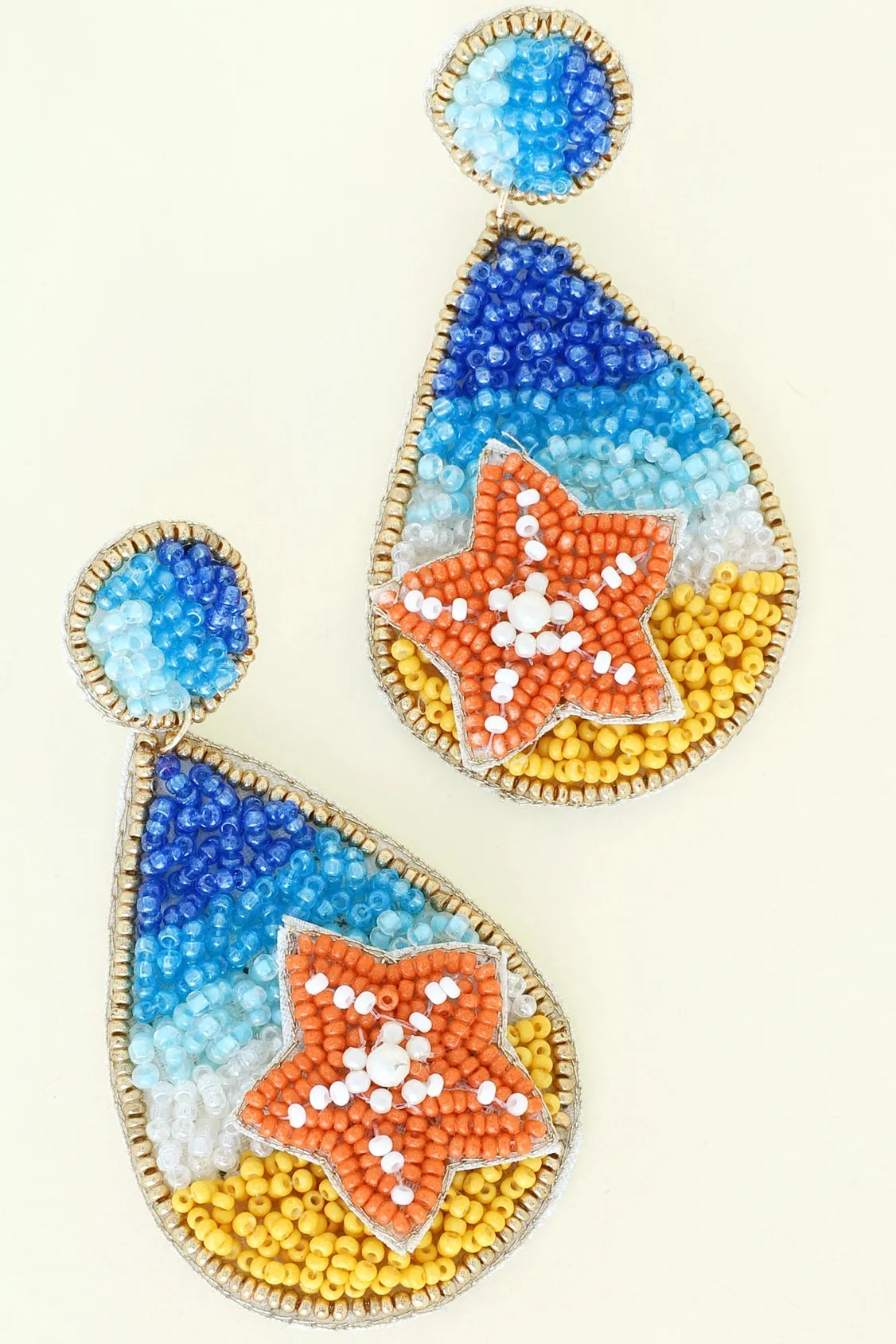 Beaded Starfish And Teardrop Shaped Shore Earrings