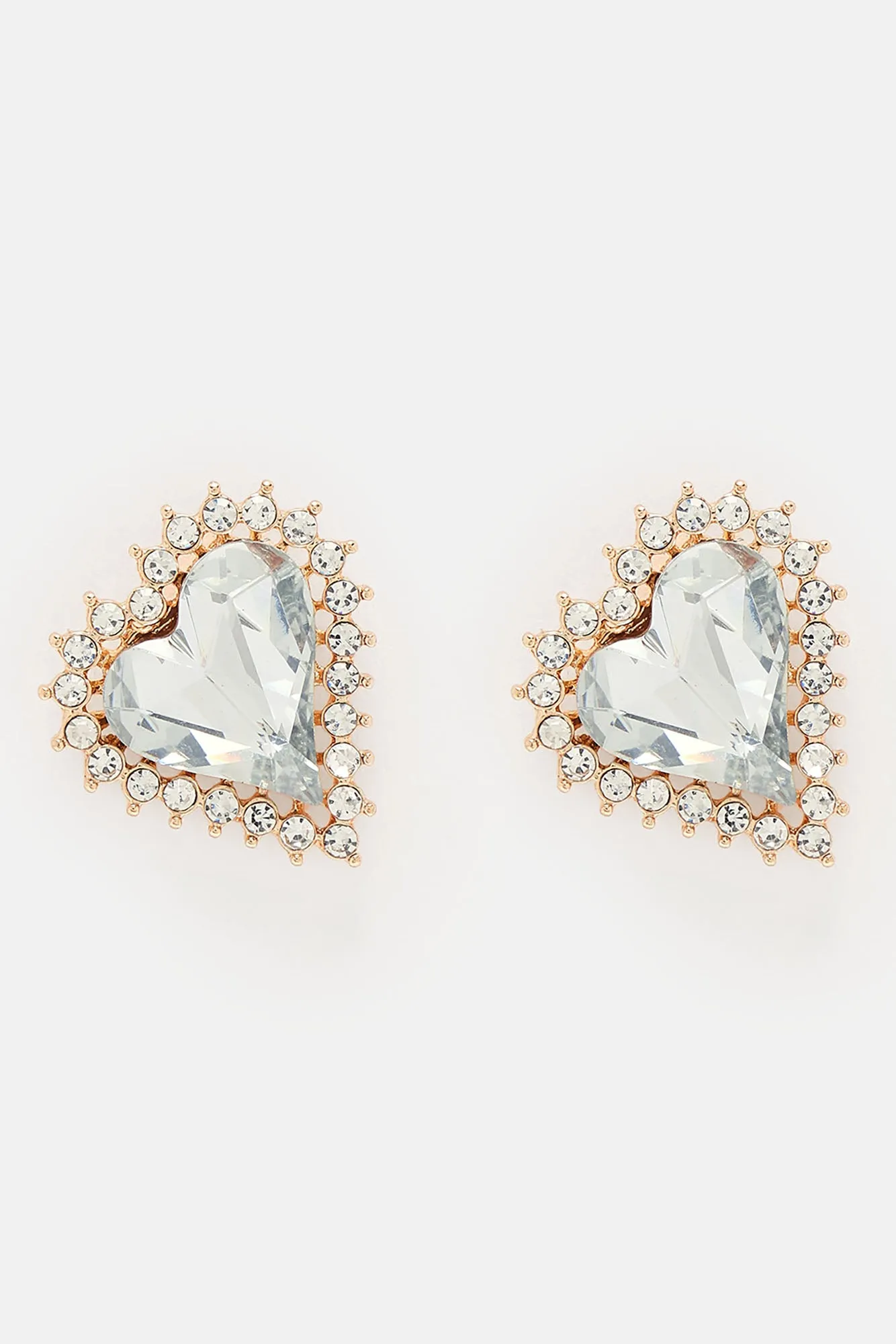 Beauty Hearts Earrings - Gold/Clear