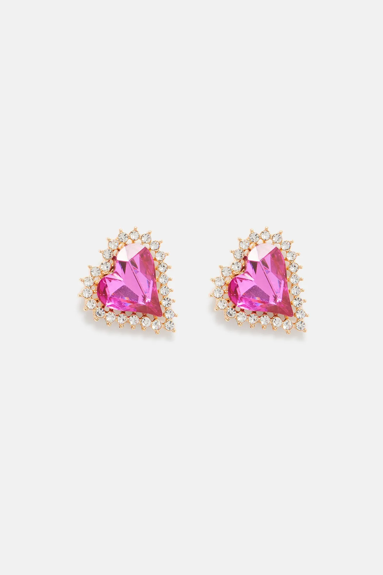 Beauty Hearts Earrings - Gold/Fuchsia