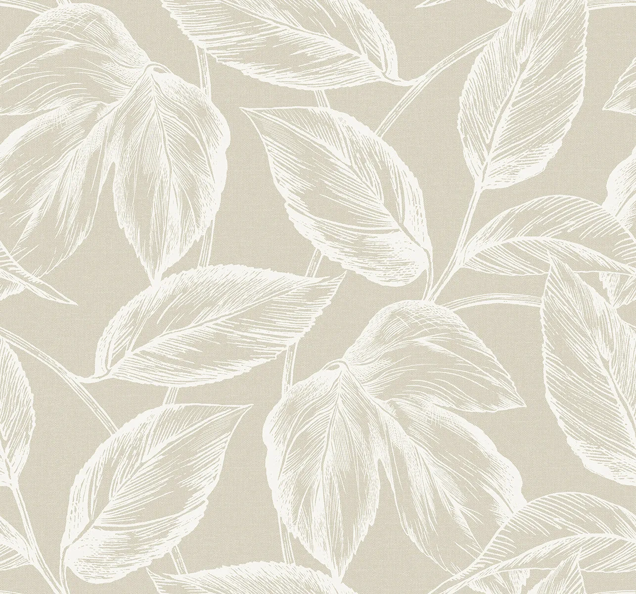Beckett Sketched Leaves Wallpaper in Oat
