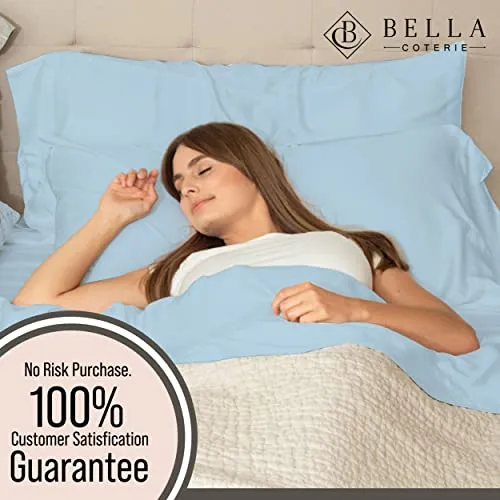 Bella Coterie Luxury Queen Bamboo Sheet Set 18 Deep Pocket Coastal Blue