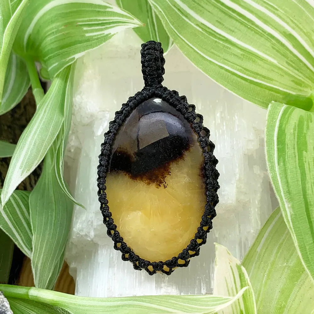 Black Friday - Septarian Macramé Pendant Necklace - Limited Quantities
