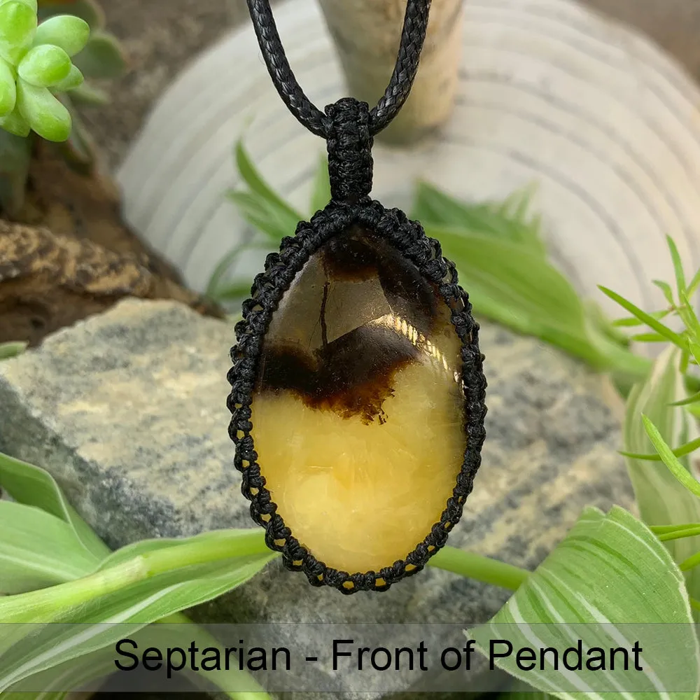 Black Friday - Septarian Macramé Pendant Necklace - Limited Quantities