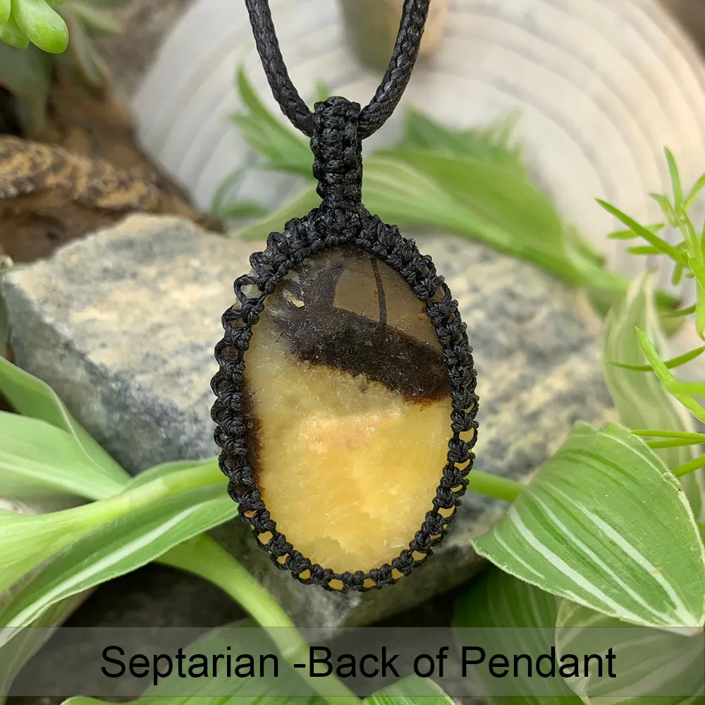 Black Friday - Septarian Macramé Pendant Necklace - Limited Quantities
