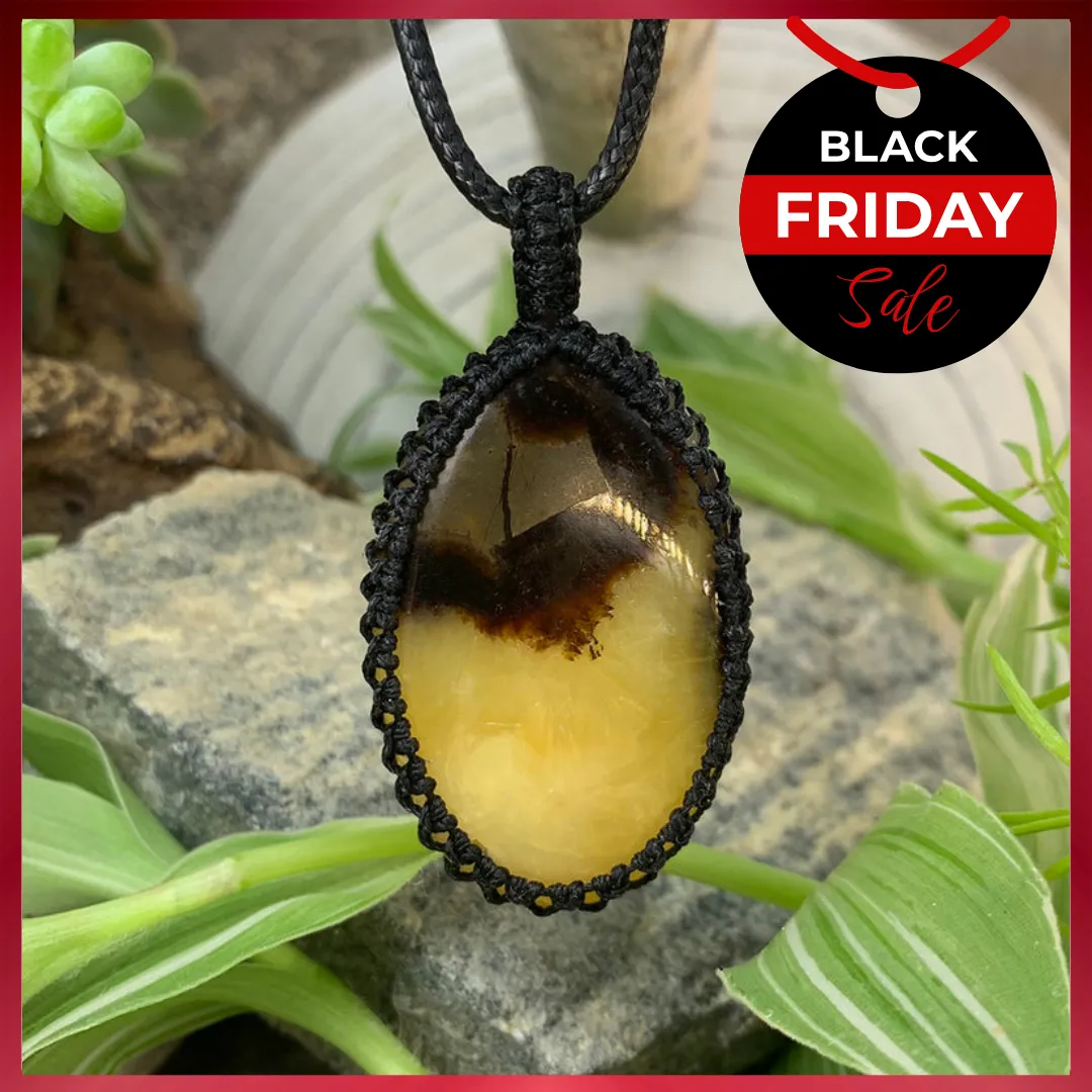 Black Friday - Septarian Macramé Pendant Necklace - Limited Quantities