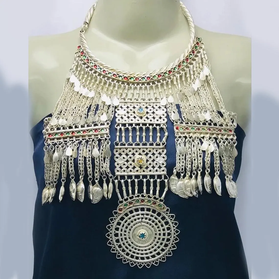 Boho-Chic Vintage Tribal Oversized Choker Necklace
