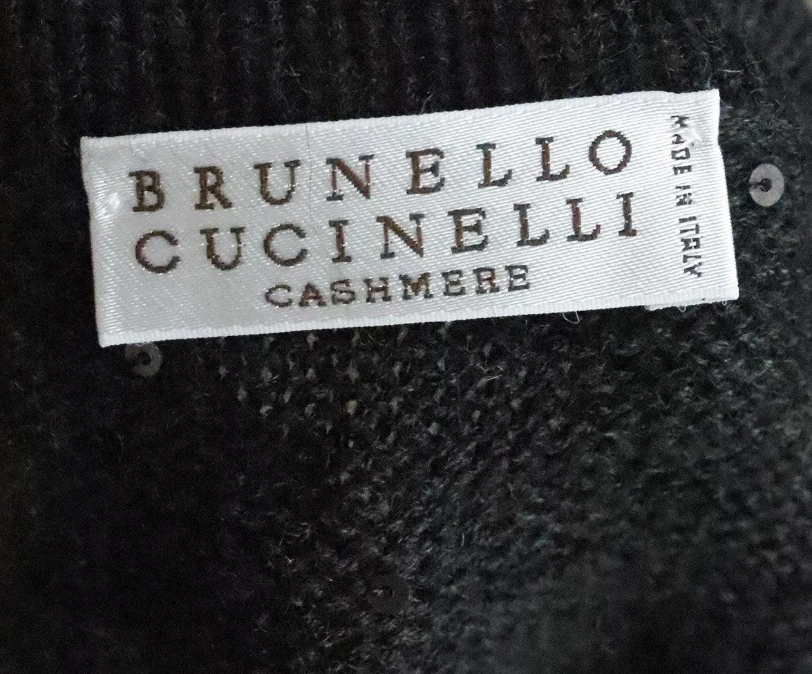 Brunello Cucinelli Charcoal & White Sequin Sweater sz 8