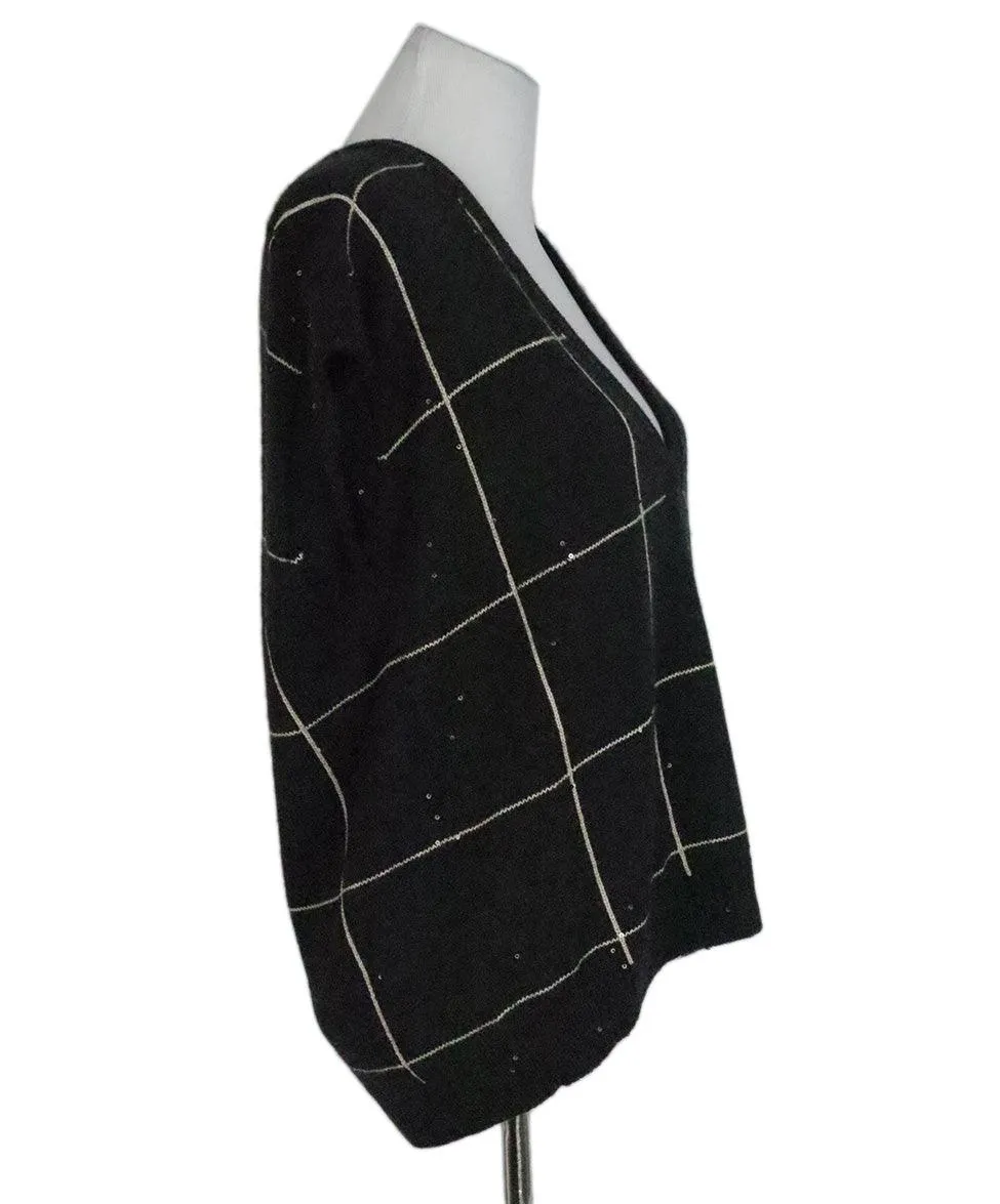 Brunello Cucinelli Charcoal & White Sequin Sweater sz 8