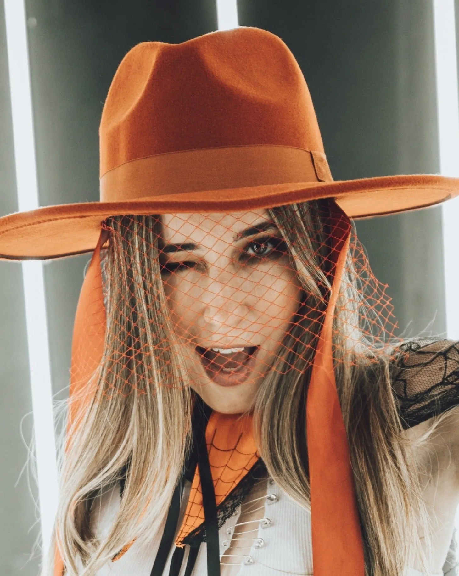 Burnt Orange | Lively Ghosts Veiled Hat