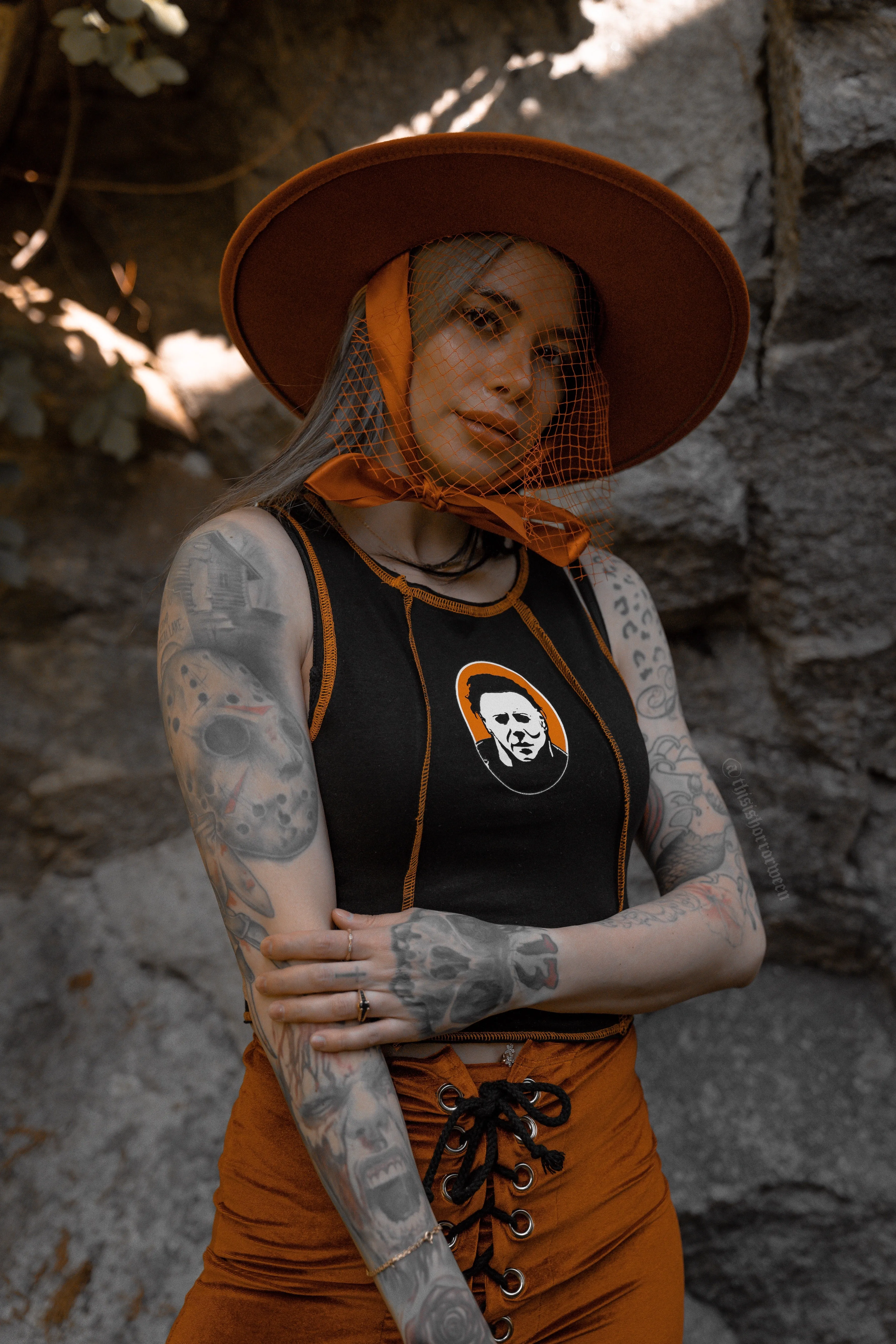 Burnt Orange | Lively Ghosts Veiled Hat