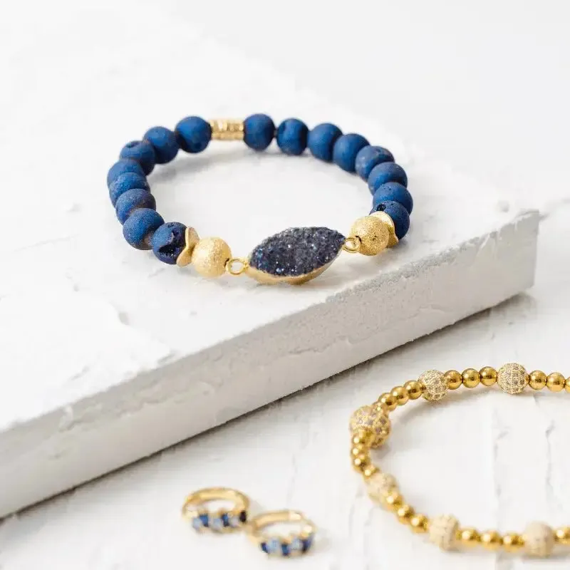 Capri Blue Druzy Stretch Bracelet
