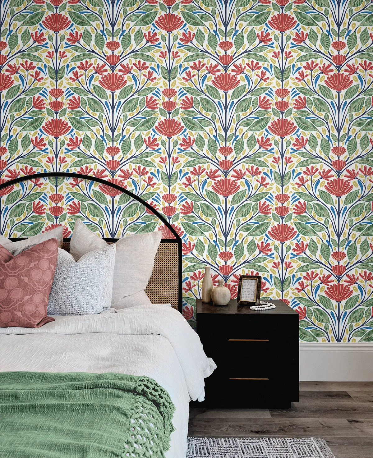 Carmela Folk Floral Wallpaper in Primaries