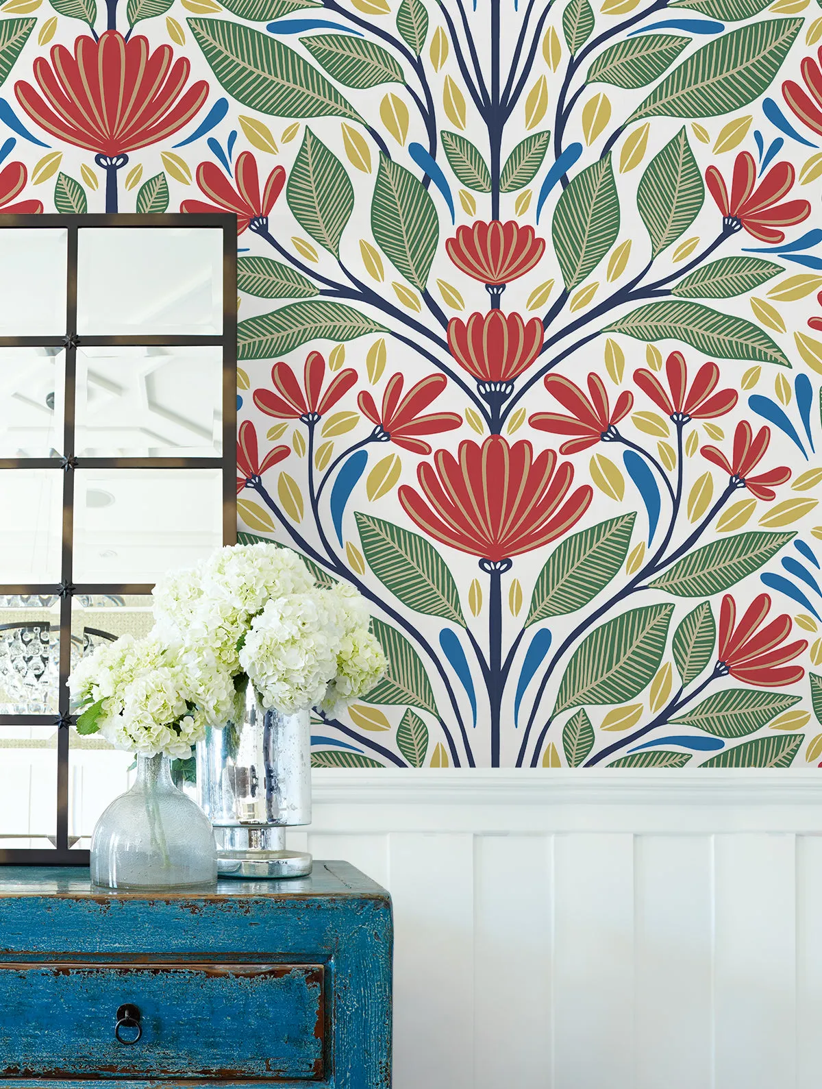Carmela Folk Floral Wallpaper in Primaries